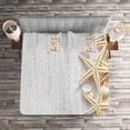 thumbnail image 2 of Ambesonne Ocean Quilted Coverlet 3 Pcs, Seashells and Starfish, King Size, Ivory, 2 of 2