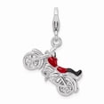 thumbnail image 1 of 925 Sterling Silver RH 3-D Enameled Motorcycle With Lobster Clasp Charm Pendant; for Adults and Teens; for Women and Men, 1 of 1