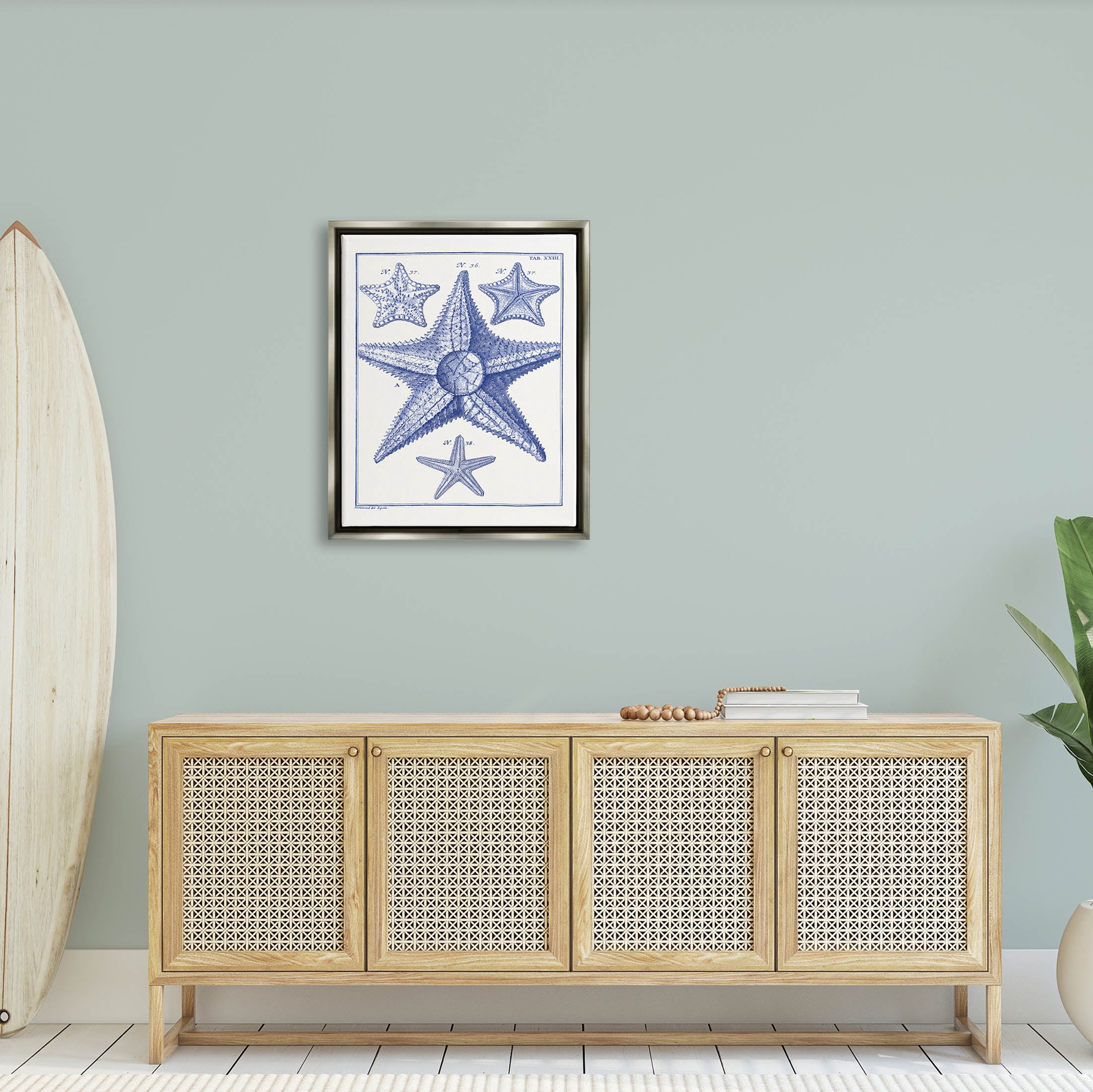 Stupell Industries Detailed Nautical Starfish Study Graphic Art Luster Gray Floating Framed Canvas Print Wall Art, Design by Vision Studio