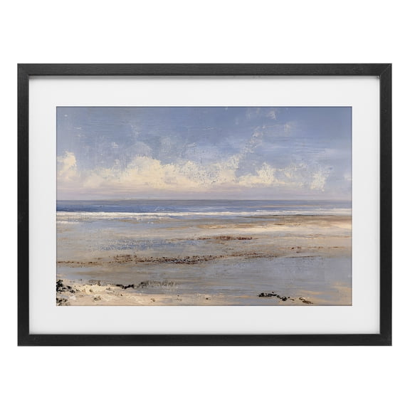 Stupell Industries Coastal Rustic Ocean Horizon Impression Black Framed Print Under Glass, 20 x 14, by Jacky Ngan