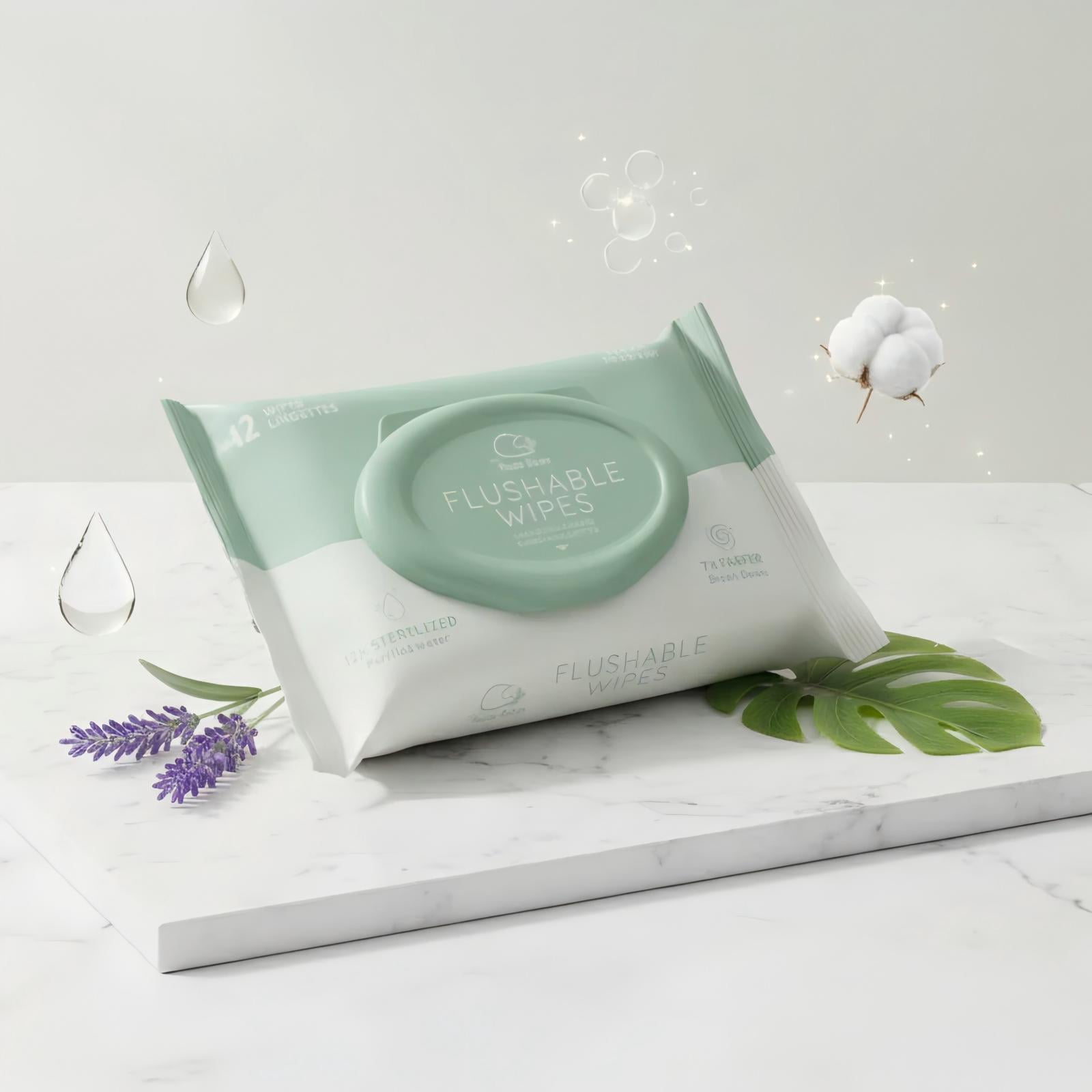 The Nice Bum Flushable Wet Wipes, Adult Wet Wipes with EDI Water, Travel Flushable Wipes, Bundle Wipes 42 ct * 12 packs