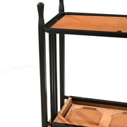 طاولة وحدة تحكم Leick Home Ironcraft ذات درجين بلمسة نهائية من خشب البلوط