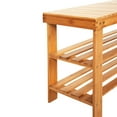 thumbnail image 2 of UBesGoo Wood Color 3-layer Tiers Bamboo Shoe Rack Bench, 2 of 4