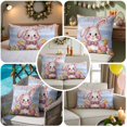 thumbnail image 5 of Easter Decorative Throw Pillow Covers 18x18 Inch Set of 2 Happy Easter Bunny Home Decor Pillow Cases for Couch, Colorful Egg Floral Wood Grain Cushion Case for Living Room Bedroom Bed Car Chair, 5 of 9