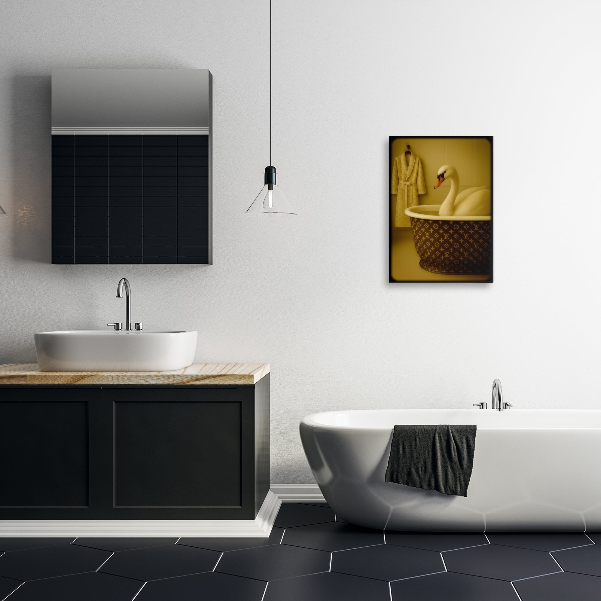 Stupell Industries Couture Swan in Luxury Tub Canvas Wall Art, design by Grotto Studios