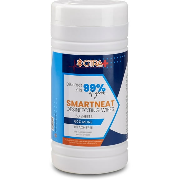 Smartneat Disinfecting Multi-Surface Wipes 160 Count per (Pack of 1) Lemon Scent, Vitamin E & Aloe