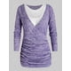 thumbnail image 2 of Tamaño más espacio tinte acanalada camiseta y Tank Top Set Rosegal Mangas largas de talla grande, 2 of 5