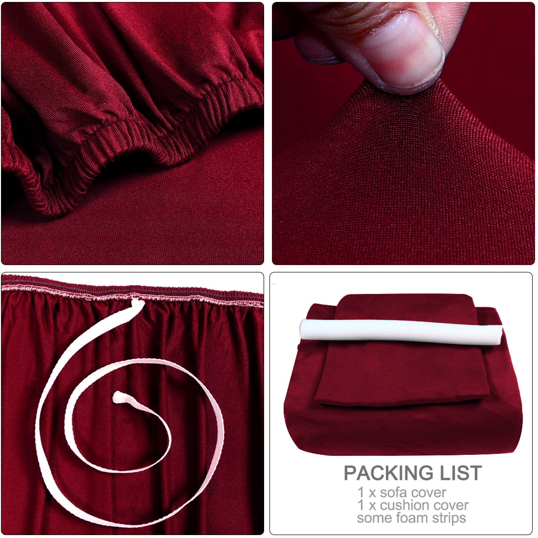 Unique Bargains 1-Piece Modern Solid Stretch XL Sofa Slipcover, Burgundy