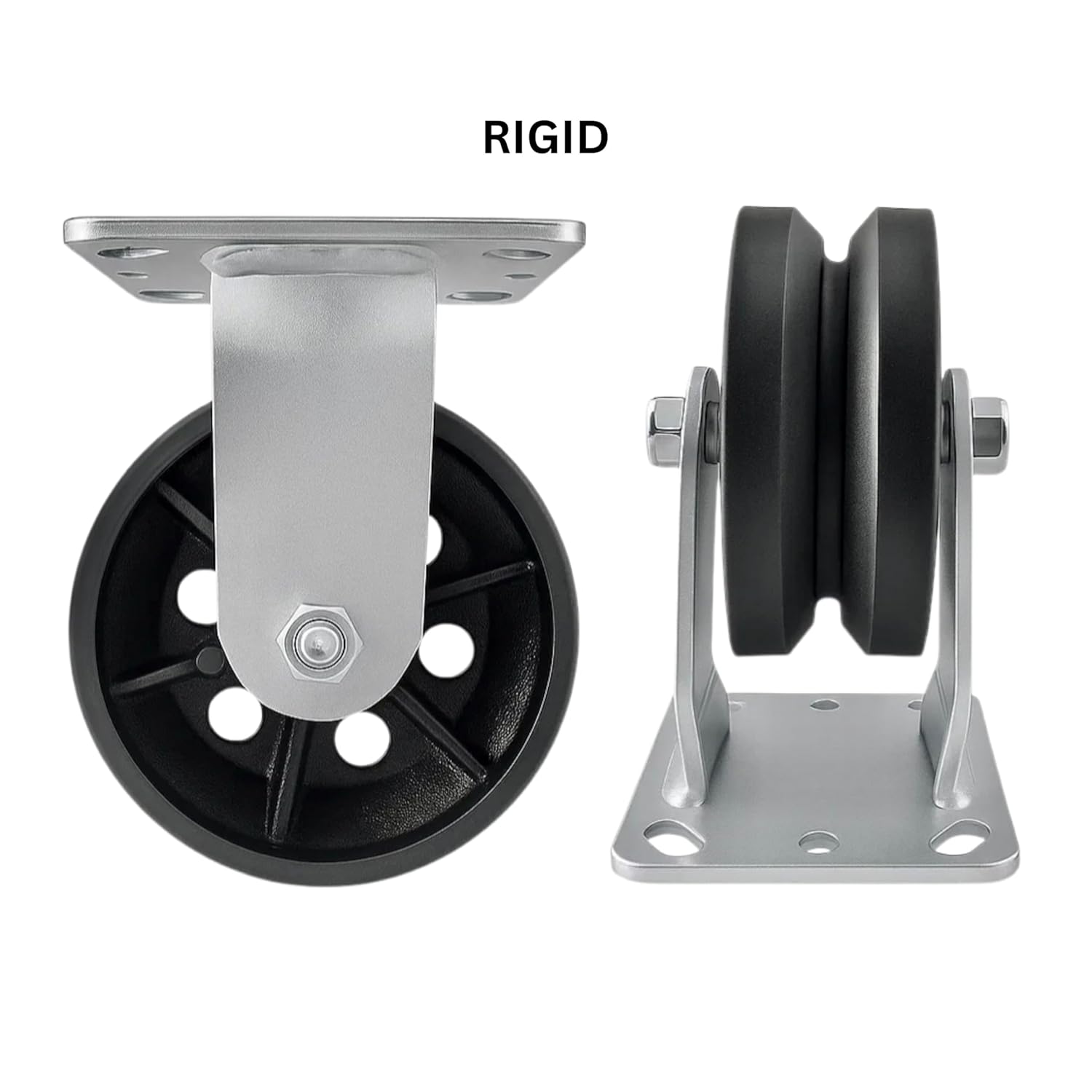 4 Heavy Duty Caster Set 5" V-Groove Wheels - 4 Rigid
