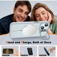 thumbnail image 3 of for iPhone 15 Case with Stand, 2X [Tempered Glass Screen Protector], [Compatible with Magnetic], Built-in Camera Kick-Stand Phone Case for iPhone 15, Magnetic Case for iPhone 15, 6.1”, Clear, 3 of 14