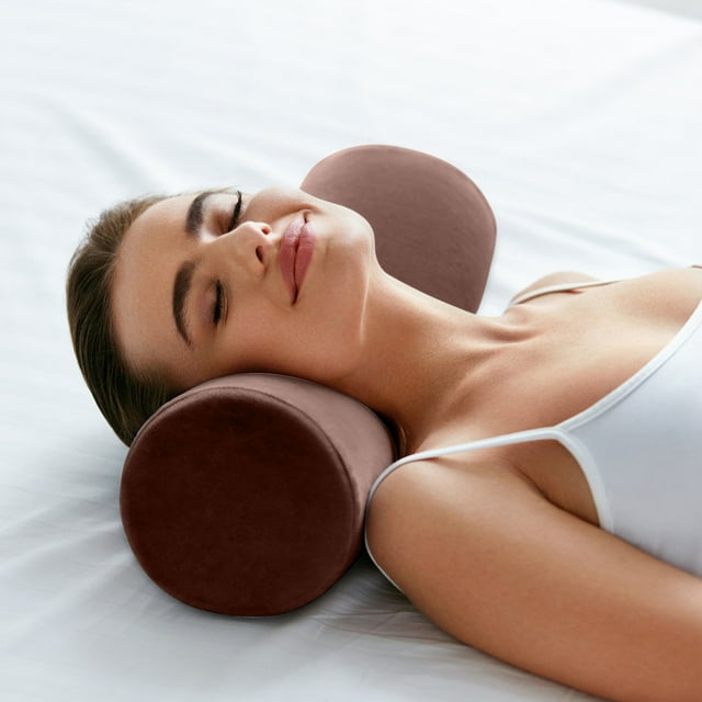 Fasiaou Round Cervical Roll Cylinder Bolster Pillow with Removable Washable Cover, Ergonomically Designed for Head, Neck, Back, and Legs