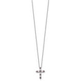 thumbnail image 2 of Auriga 925 Sterling Silver RH-plated Purple CZ February Birthstone Cross with 2" extender Necklace for Women 17", 2 of 6