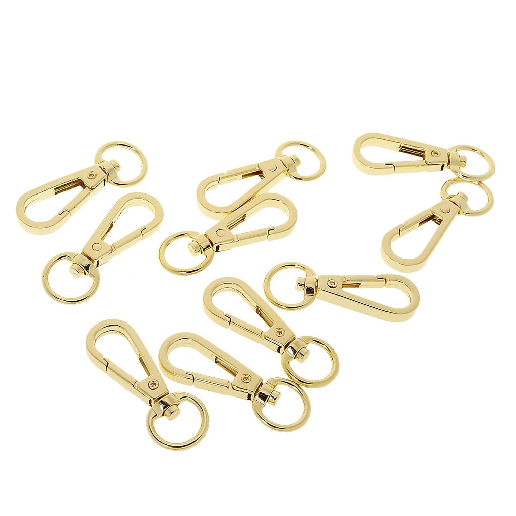 Milageto 3x 10pcs Alloy Spring Snap Hook Clasps Keychain Key Ring Gold