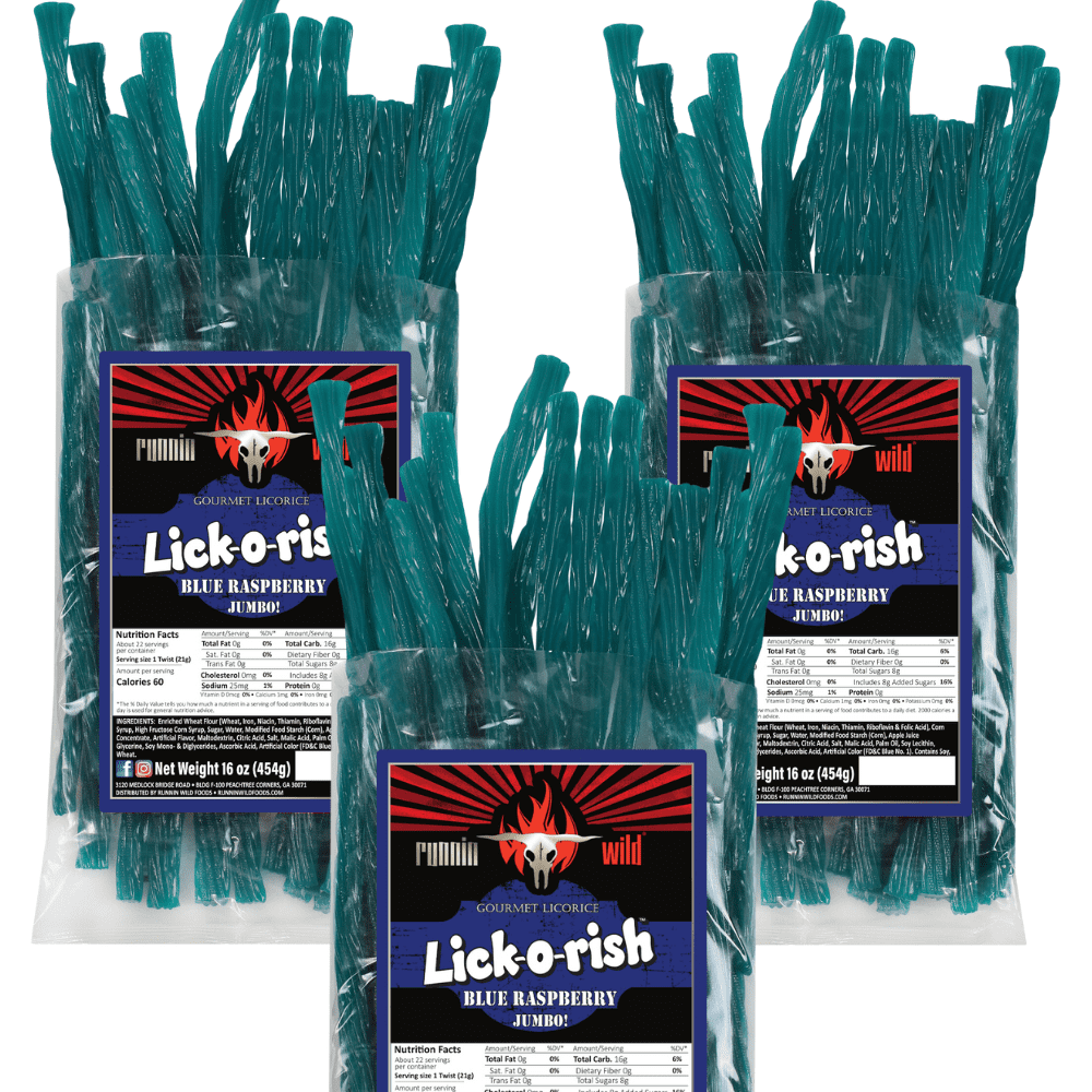 Blue Raspberry Licorice Candy 3 Pounds Total (Set of 3 bags, 1 pound