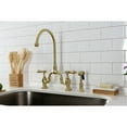 thumbnail image 3 of Kingston Brass KS7797BALBS Heirloom Two-Handle 3-Hole Deck Mount Bridge Kitchen Faucet with Brass Side Sprayer in Brushed Brass, 3 of 7