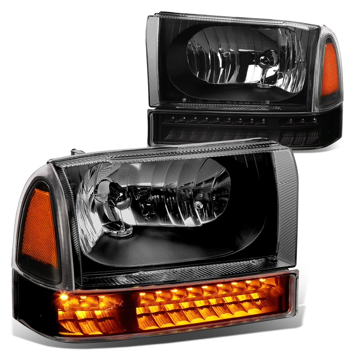 Chrome Headlamp+Amber Corner Signal Light For Ford 99-04 F250-F550 Super Duty 