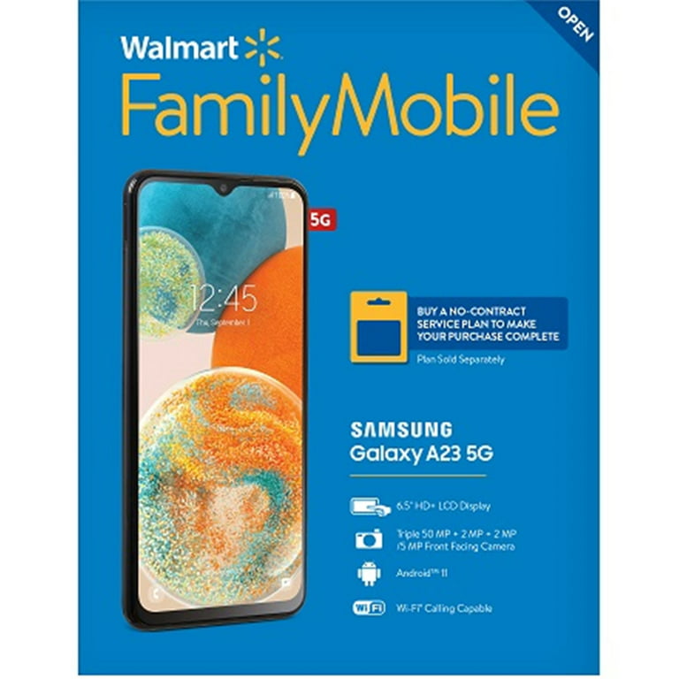 Walmart Family Mobile Samsung Galaxy A23 5G, 64GB, Black- Prepaid  Smartphone [Locked to Walmart Family Mobile]