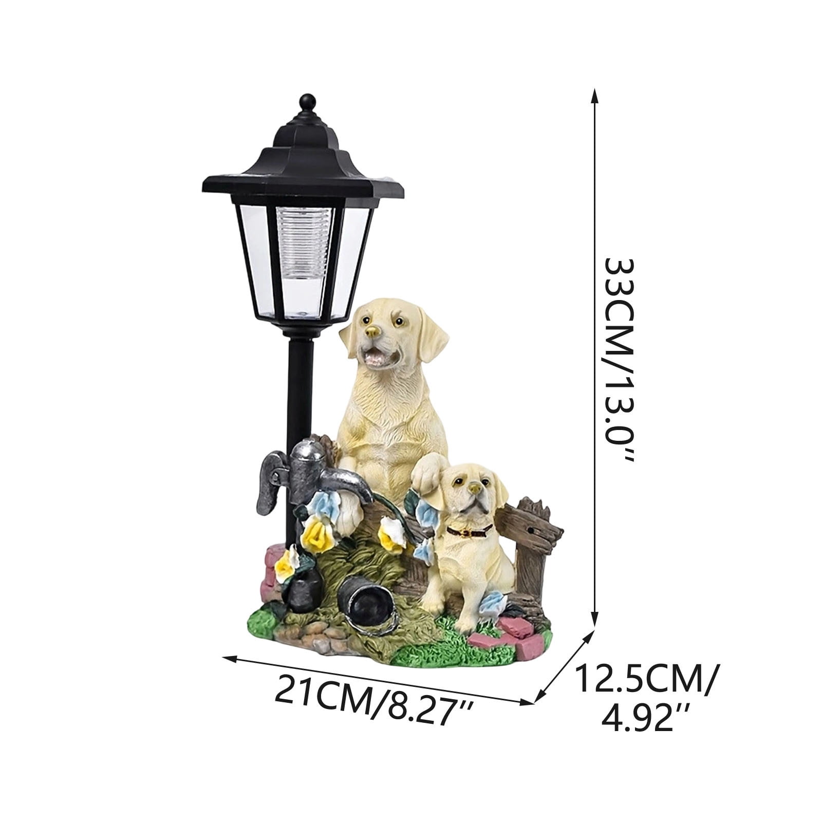 Tarmeek Solar Labrador Dog Garden Statue Handcrafted Resin Outdoor Patio Lawn Yard Art Ornament with Warm White Glow Waterproof Finish for Garden Patio Balcony Villa Decoration