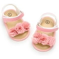 thumbnail image 5 of Infant Baby Girls Summer Sandals with Flower Soft Sole Newborn Toddler First Walker Crib Dress Shoes, 5 of 6
