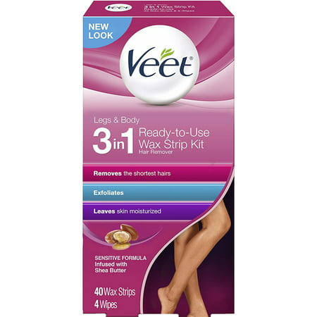 Veet Ready to Use Wax Strip Kit Hair Remover Legs & Body 40 (Best Way To Use Wax Strips)