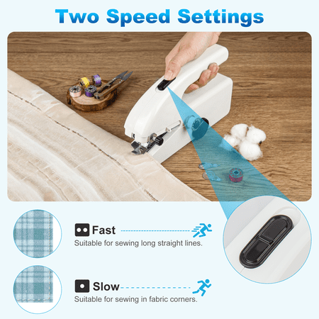 BCOOSS SMALL HANDHELD SEWING MACHINE, PORTABLE MINI SEWING MACHINE FOR HEMMING WITH 2 SPEED MODES