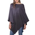 thumbnail image 1 of Poncho de pelo corto con forma de chal para mujer, 100 cm, gris oscuro, 1 of 7