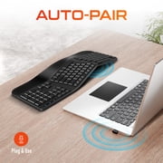 Delton KB200 Wireless Ergonomic Keyboard with Wrist Rest, Quiet Keys, Compatible for Laptop/PC/Tablets/Smartphone - Black