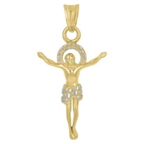 14k Two-Tone Gold Mens Jesus Religious Charm Pendant