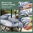 thumbnail image 5 of Round Outdoor Tablecloth with Umbrella Hole and Zipper, Coastal Shell Navy Blue Tablecloth with Elastic Waterproof, Summer Ocean Shell Beach Patio Table Covers for 36" - 44" Picnic Pool Tables, 5 of 9