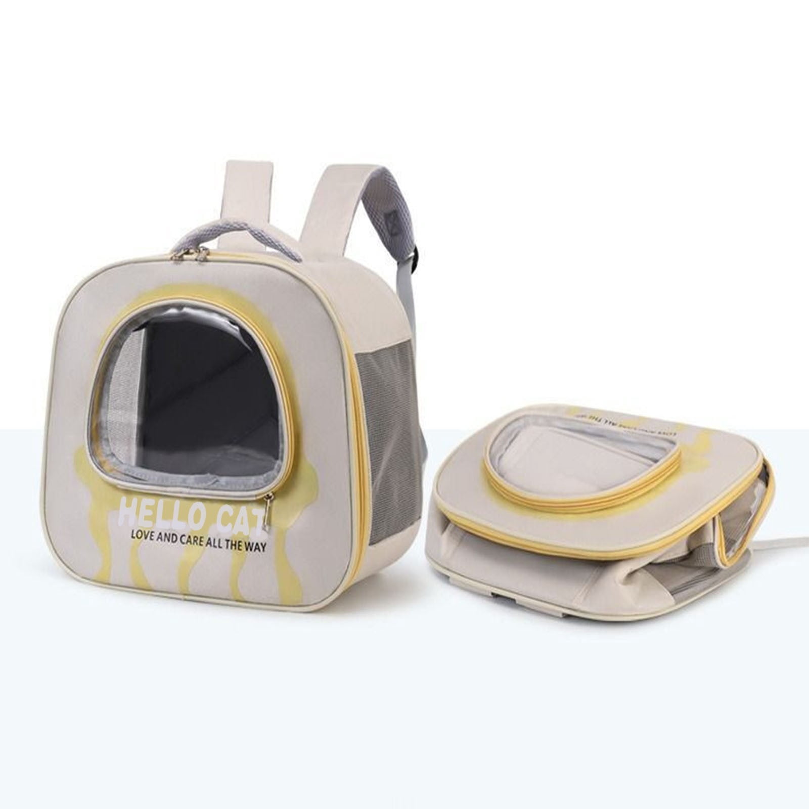 Weloille Pet Travel Carrier Backpack 1 Piece, Breathable Oxford Cloth Dog Cat Backpack, Adjustable Strap Portable Safety Pet Carrier, for Hiking Travel Camping Outdoor Use