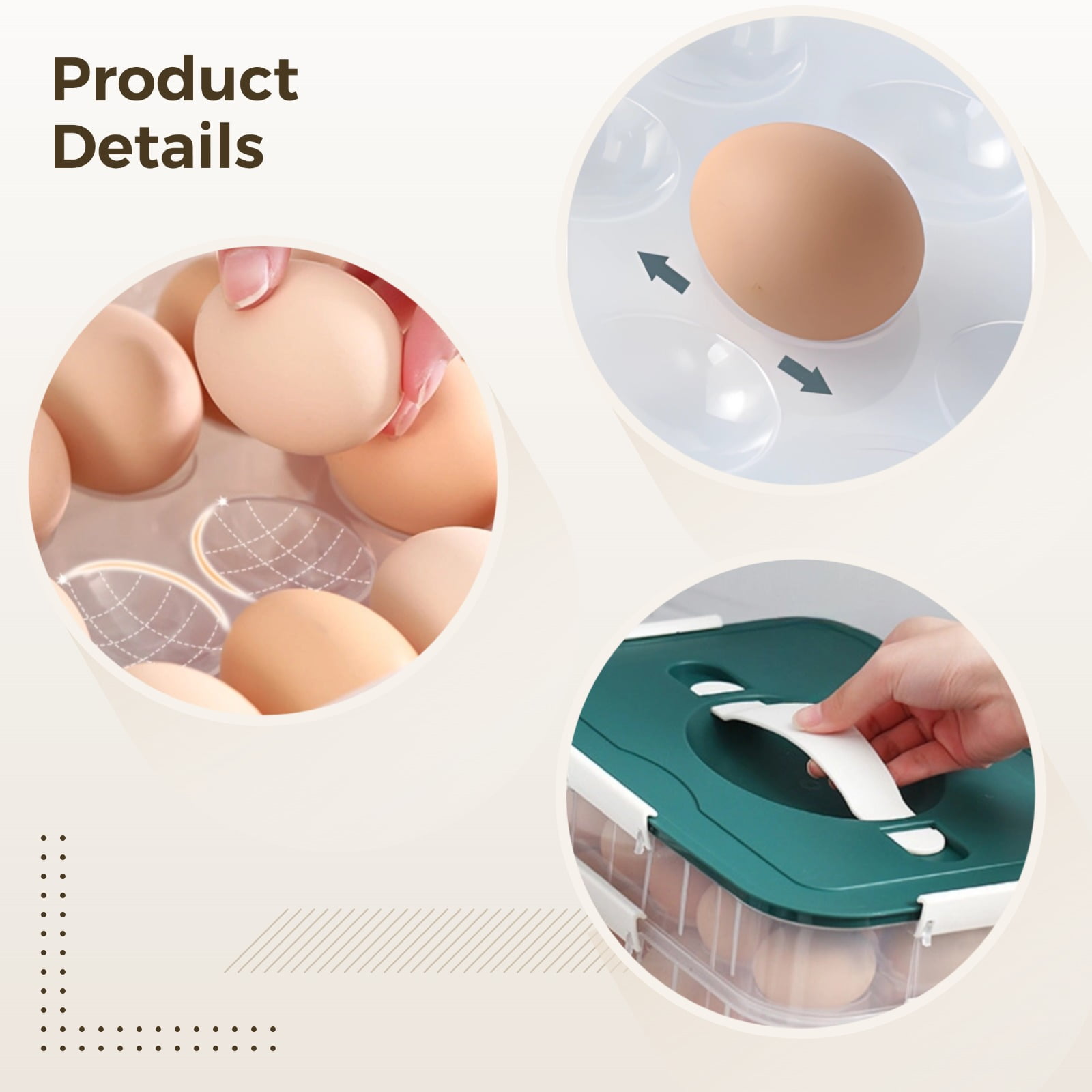 Deviled Egg Container with Injector Piping Tool, Deviled Egg Tray with Lid for 36 Eggs, Transparent Design, Portable Handle