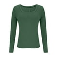 thumbnail image 4 of FAIWAD Going Out Tops for Women Long Sleeve Scoop Neck Ribbed Knit Shirts Slim Fitted Casual Clothes, 4 of 7