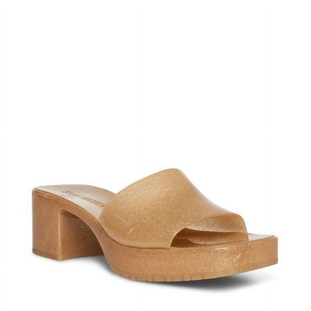 Steve Madden Harlin Open Toe Slide-On Single Strap Heeled Sandal Gold Multi (8.5, Gold Multi)