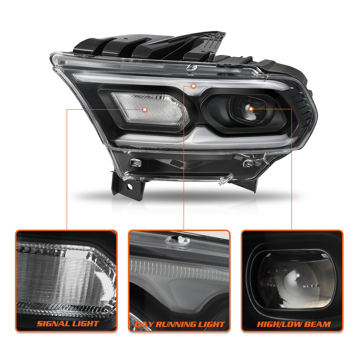 Driver Side For 2021-2024 Dodge Durango Halogen Turn Signal W/LED Headlights