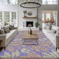 thumbnail image 3 of Abstract Flowers Large Area Rugs 6x9 ft Orange Yellow Dandelion Lavender Floral Plant Leaf Purple Washable Rug Non Slip Indoor Carpet Absorbent Floor Mat for Living Room Bedroom Dining Room, 3 of 9
