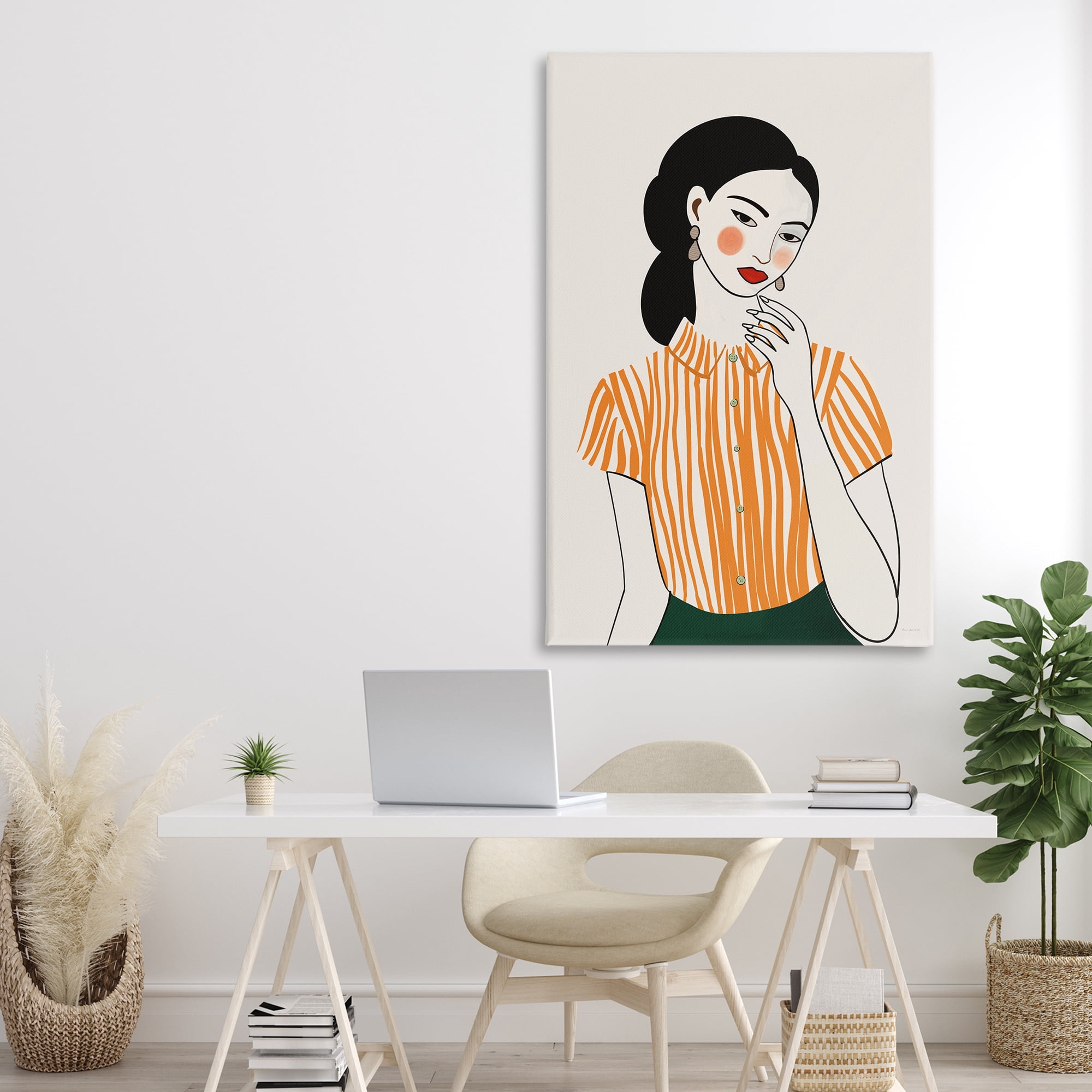 Stupell Industries Woman in Orange Blouse Canvas Wall Art, design by Omar Escalante