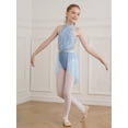 thumbnail image 6 of YEAHDOR Kids Girls Sleeveless Rhinestone Tank Leotard with Wrap Skirt Backless Lyrical Latin Jazz Dance Costume Light Blue 6, 6 of 7