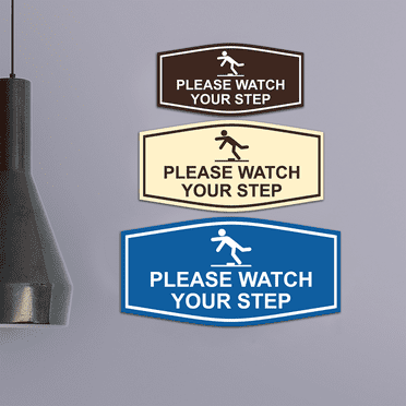 Fancy Please Watch Your Step (Trip) Sign (Black Gold) - Medium
