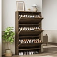 thumbnail image 3 of Freestanding Shoe Storage Cabinet for Entryway, 32inch Wide Fluted Shoe Cabinet with 3 Flip Drawers Doors, Hidden Shoe Rack Shoe Organizer for Entrance, Hallway, Living Room, 3 of 7