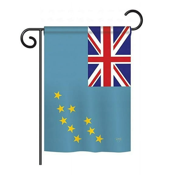 Breeze Decor BD-CY-GS-108339-IP-BO-D-US15-BD 13 x 18.5 in. Tuvalu Flags of the World Nationality Impressions Decorative Vertical Double Sided Garden Flag Set with Banner Pole