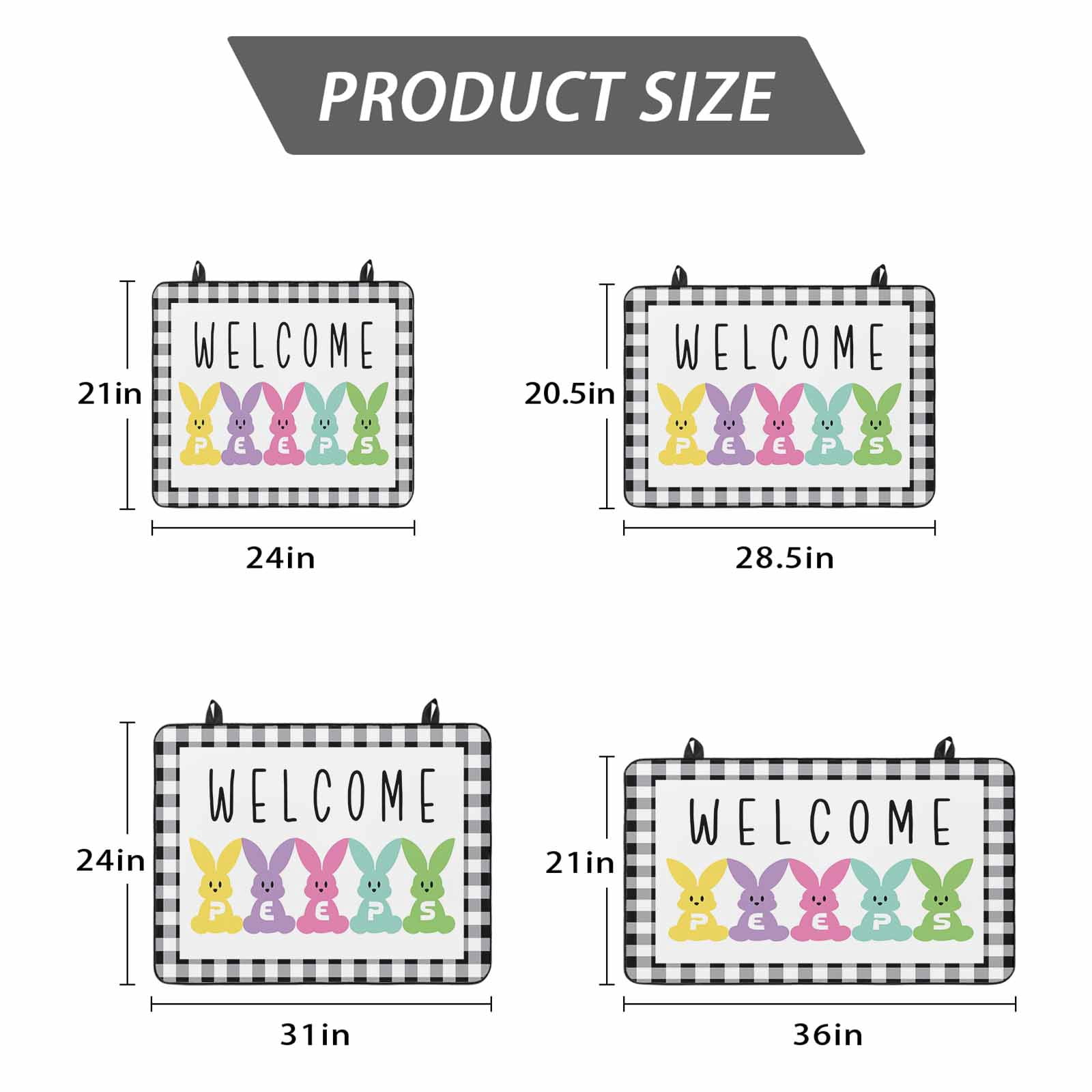 Bunny Easter Stove Top Cover for Electric Stove, Heat-proof & Non Slip Glass Top Stove Cover Protector, Black White Checkered Modern Art Kitchen Flat Cooktop Rubber Mat 24x21 Inches