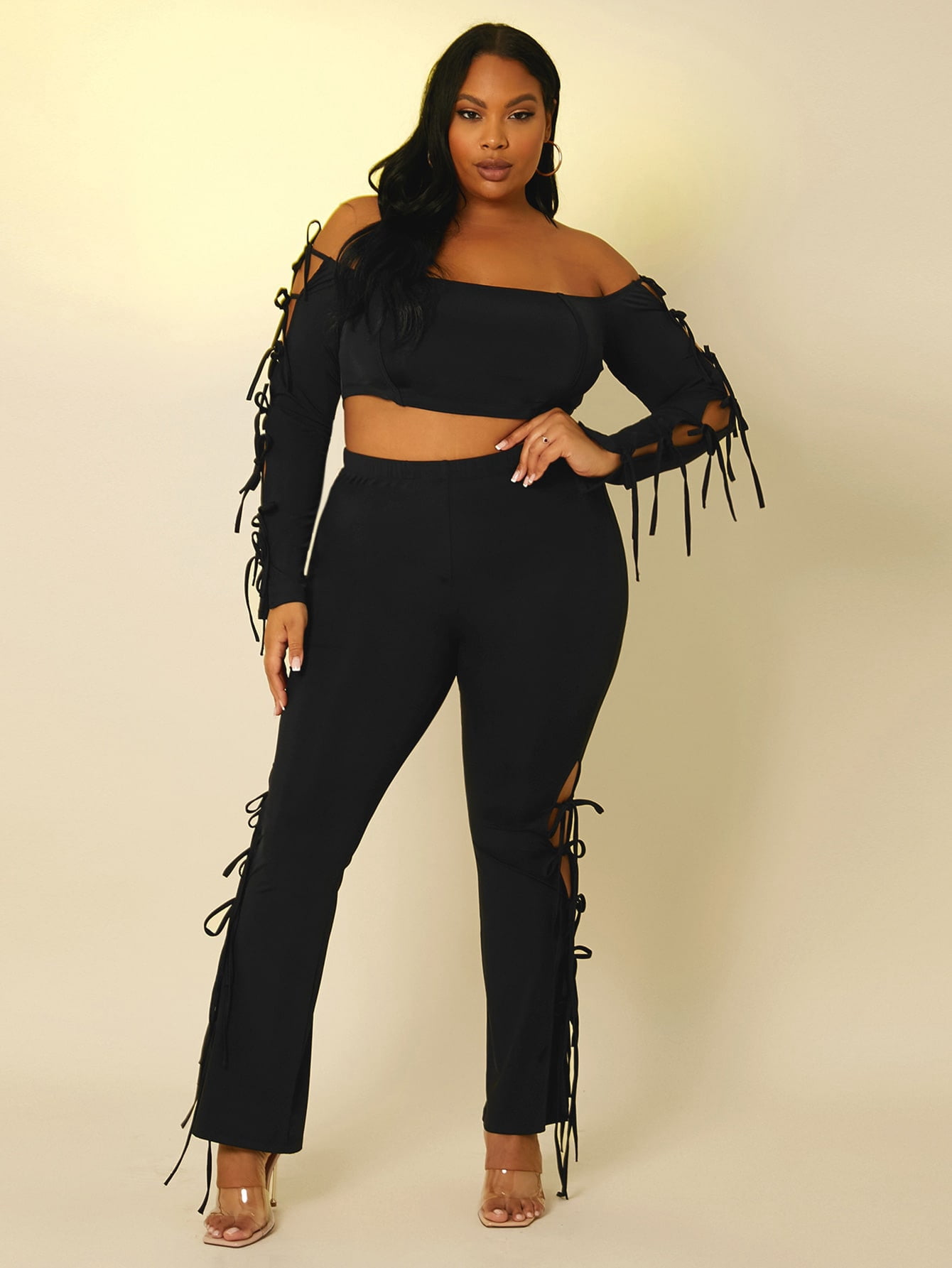 Women's Plus Size Knot Side Off 