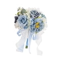 thumbnail image 2 of Ramo de novia para novia, ramo de novia con cintas, elegantes flores artificiales. Azul Blanco, 2 of 9