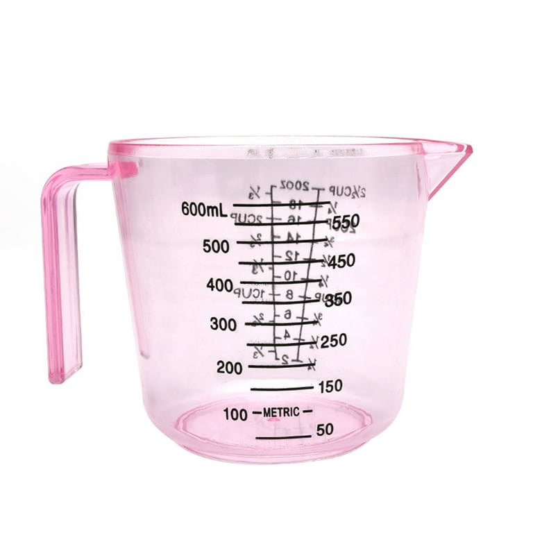 Justhard Plastic Measuring Cups Multi Measurement Baking Cooking Tool measuring  cup Liquid Measure Jug Container Pink 600ml 