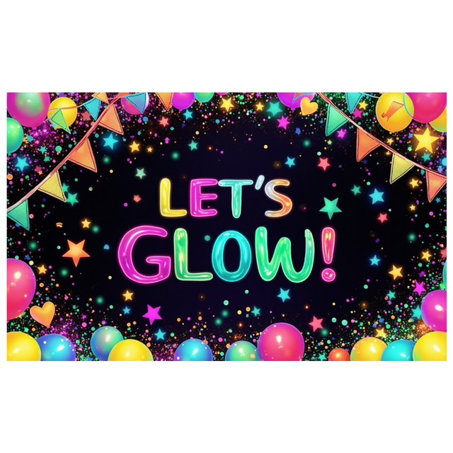 Neon Design Glow Banner Colorful Decoration Let's Glow Festival Sign for Party Celebration Event
