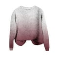 thumbnail image 4 of Womens Sweater Long Sleeve Gradient Printed Casual Loose Hoodless Sweater Blouse Wine M Sweater for Women, 4 of 4