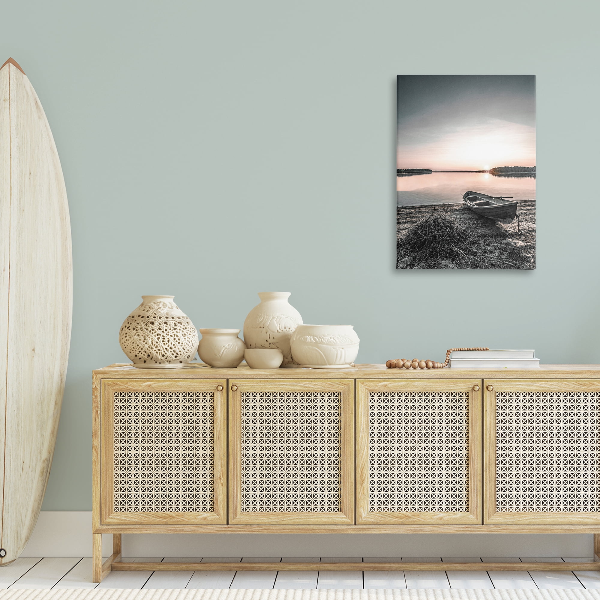 Stupell Industries Deserted Canoe on Shore Landscape Photography Gallery Wrapped Canvas Art Print Wall Art, 24 x 36