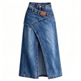 thumbnail image 4 of ZHOGXU Casual Ladies Denim Midi Skirts Solid Color High Waist Wrap With Slit Button Front Layered Modern Design New Clothes 2026, 4 of 4