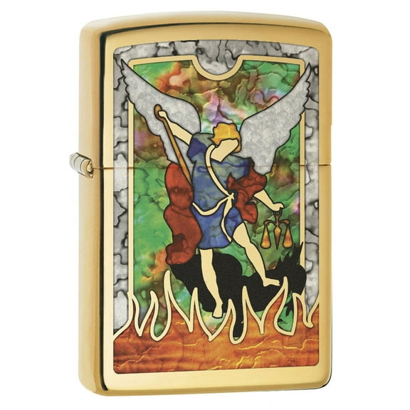Zippo Lighter: Saint Michael the Archangel, Fusion - High Polish Brass 79107
