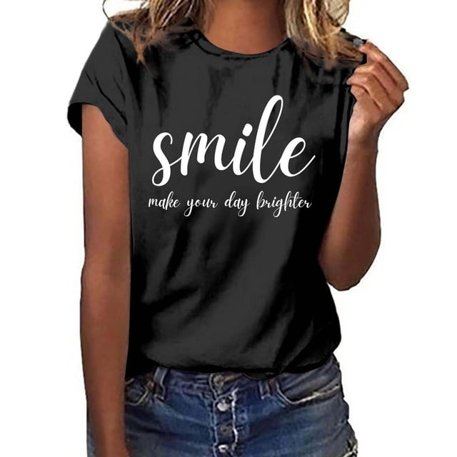 T-shirt Décontracté à Manches Courtes pour Usage Quotidien avec Col Rond et Imprimé Graphique, Coupe Ample pour Femmes, Confort Quotidien
